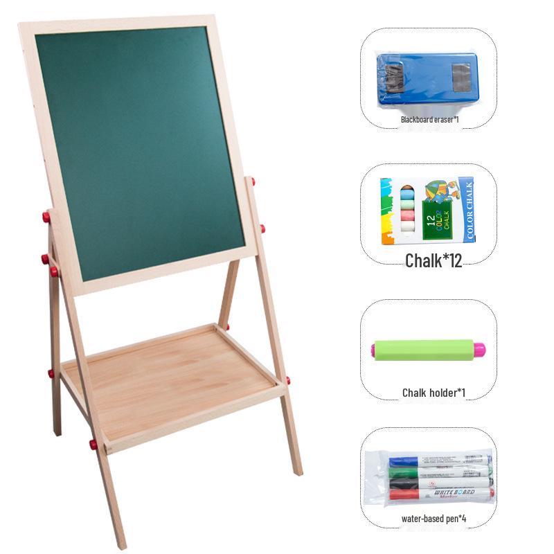 Kids' Double-Sided Magnetic Liftable Wooden Easel - Colorful Art & Drawing Toy