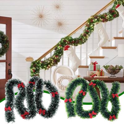 6.5FT Christmas Garland with 6 Pcs Red Bows Artificial Greenery Pine Garland