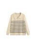 Plus Size Women's Casual Striped Polo Neck Sweater, 2025 Winter Style