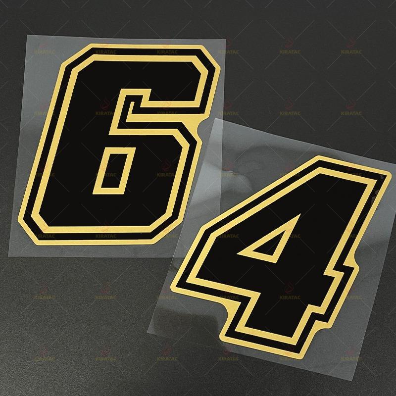 2pcs Motorcycles Gold Number 0-9 Stickers Waterproof for Motorcycle Fairing Helmet Car Windows Trunk Universal Vinyl Decals