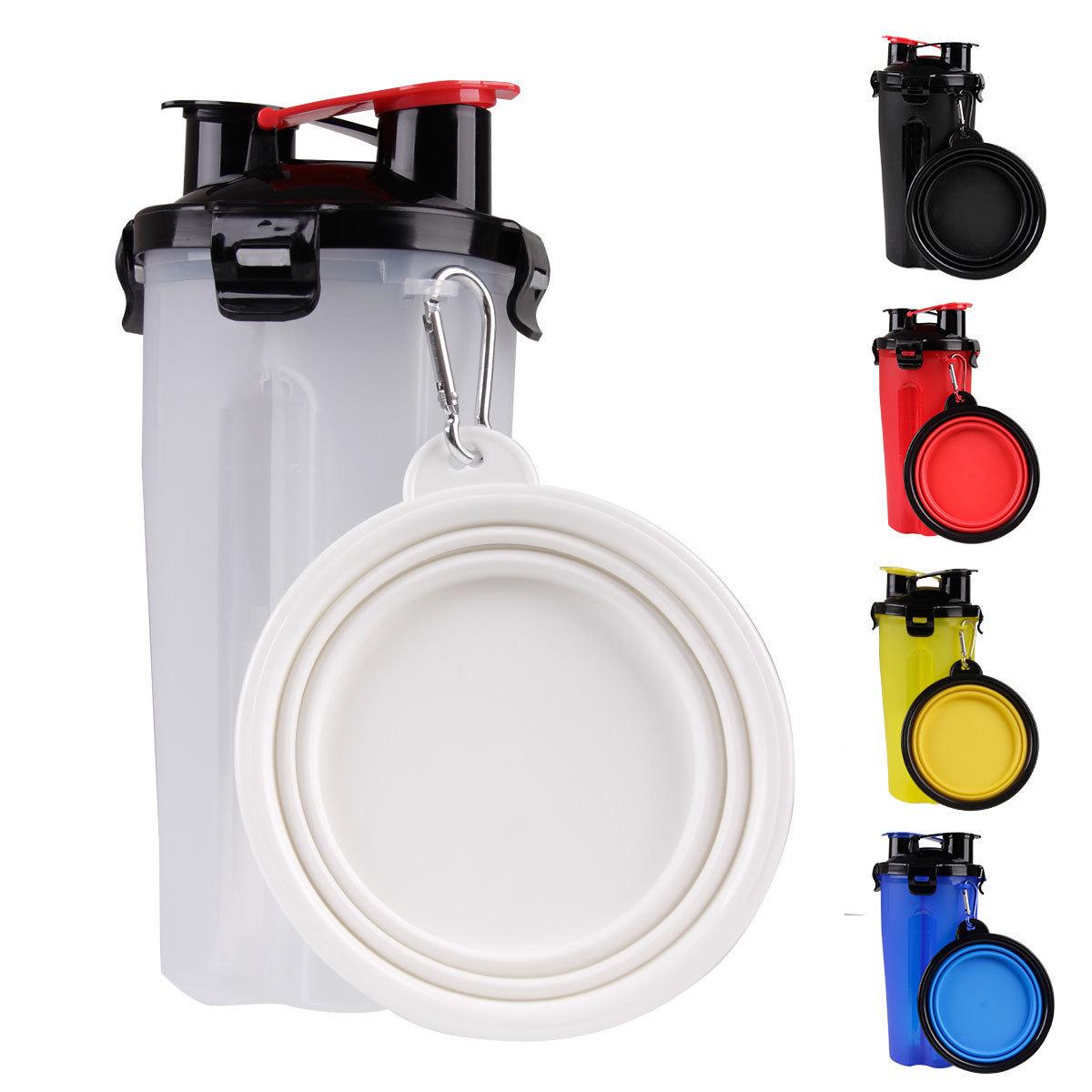 

Миска для корма и воды для питомцев двойного назначения: Портативная, интегрированная складная миска и бутылка для питья для использования на открытом воздухе Bowl - Red