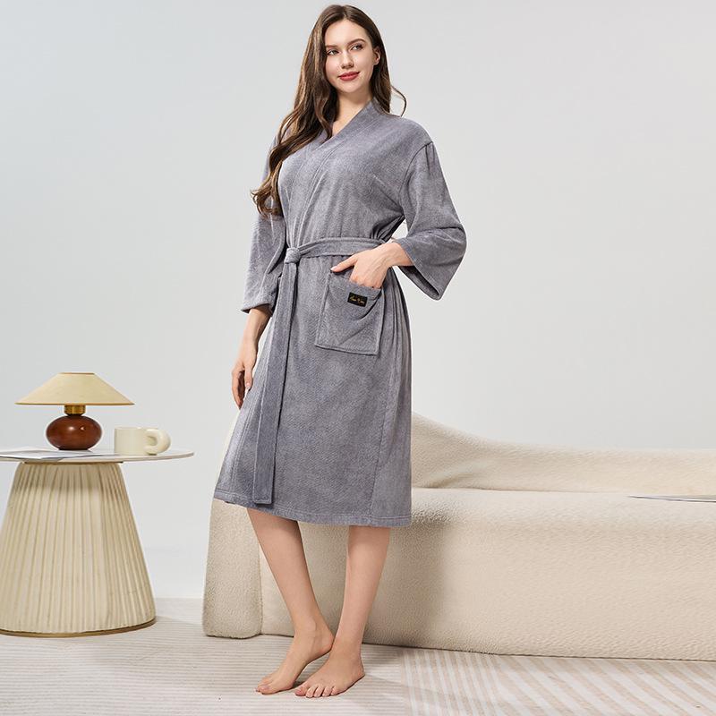 Unisex Jacquardfleece Badrock - Lång, Förtjockad, Plus Size Pyjamas för Höst & Vinter.