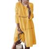 Spring Autumn Women's Plus Size Dress Lace Spliced Hollow Embroidered 3/4 Sleeve Casual Dress for European American Crossborder