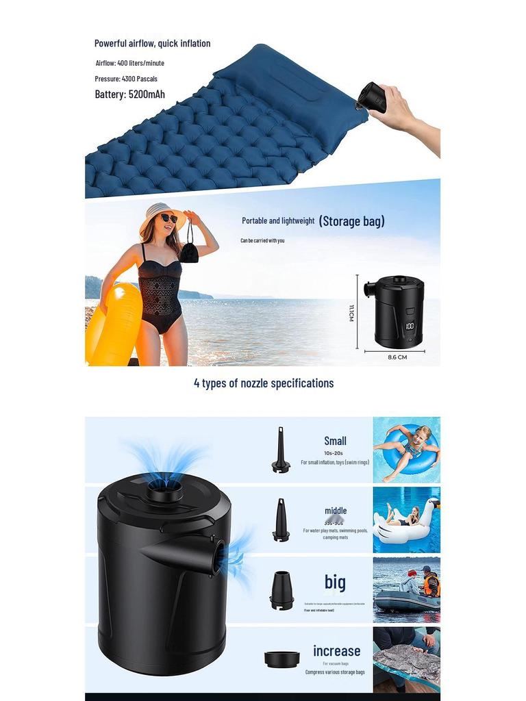 Portable Car-Mounted Electric Inflatable Pump for Camping