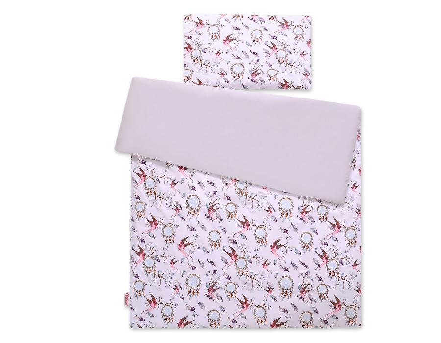 Double-sided 2-piece cotton children's bedding - pink swallows