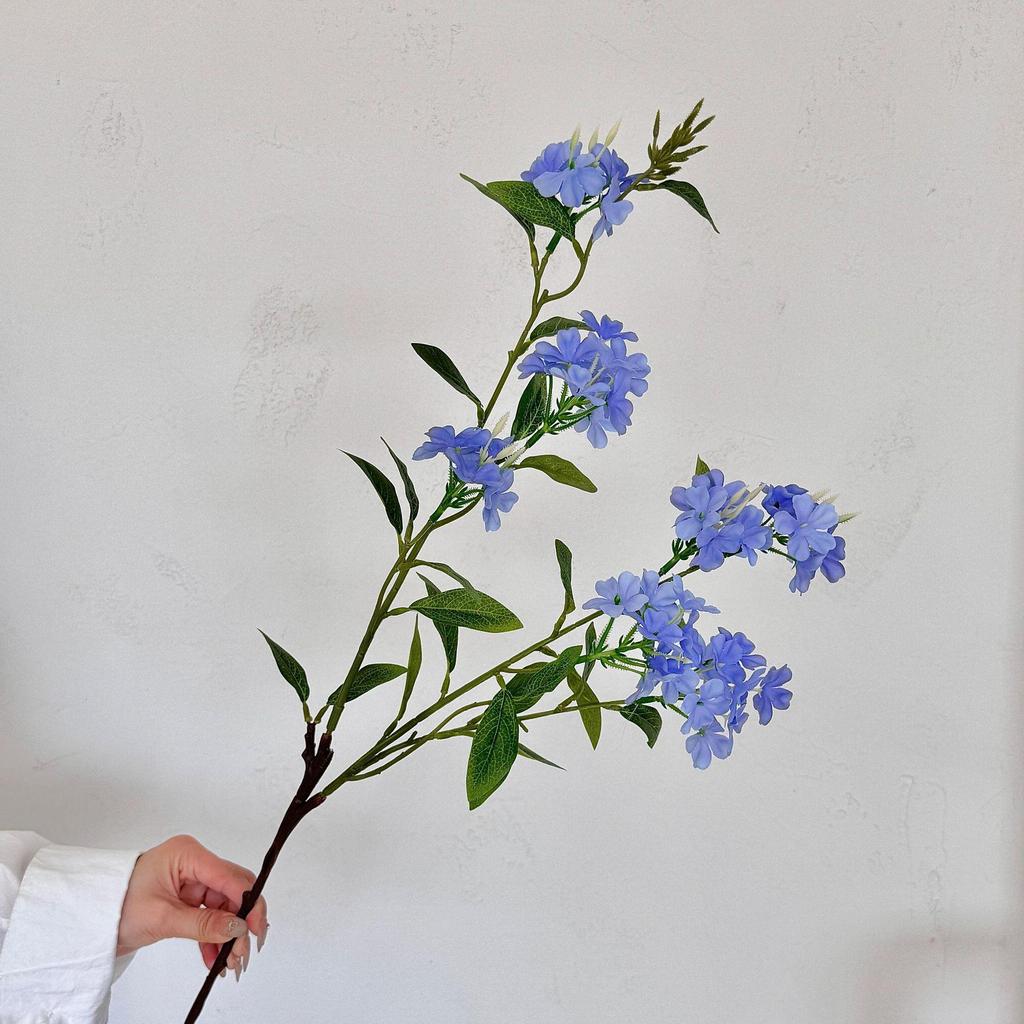 Premium Blue Snowflake Artificial Hydrangea Flowers for Living Room and Dining Table Decor, Long Stem Arrangement, Photo Props