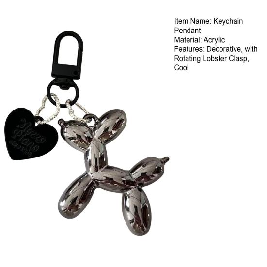 Portachiavi Ciondolo Cane Palloncino Stile Dark Trendy Portachiavi per Coppia Personalizzato Cane Palloncino Lucido Decorazione per Borsa Portachiavi per Ragazza Cool Accessori Regalo