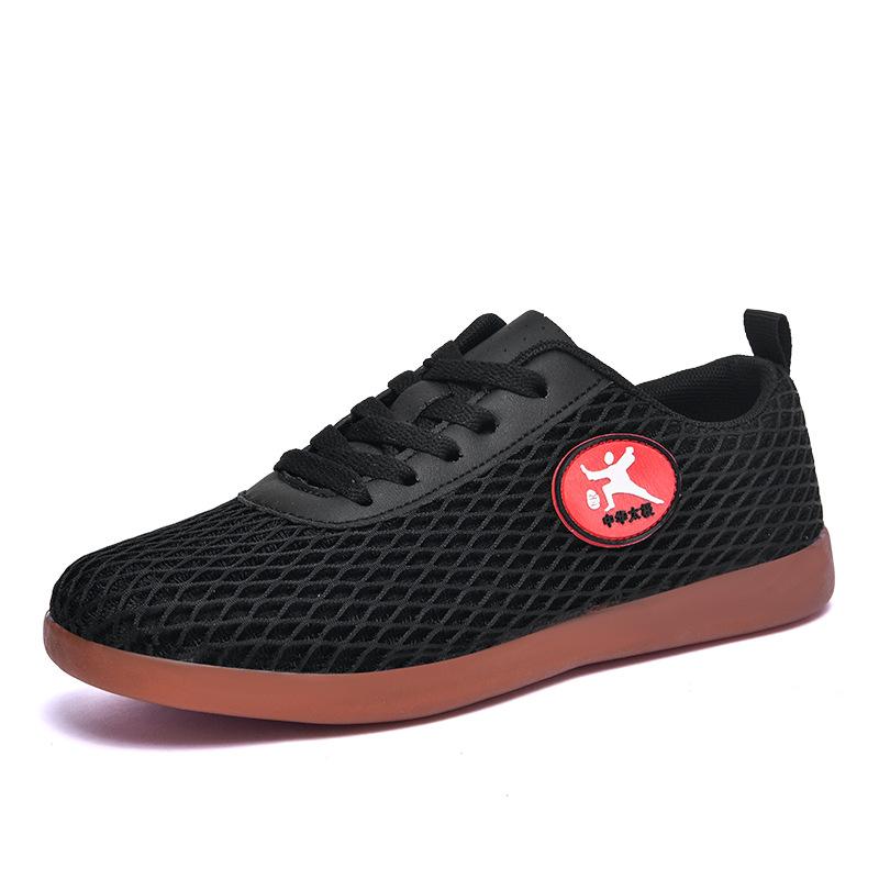 

Летние новые туфли для утренней гимнастики тай-чи, сетчатые дышащие легкие повседневные туфли, спортивная обувь для боевых искусств, подошва из говяжьей жилы, мужские и женские модели 40 чёрный