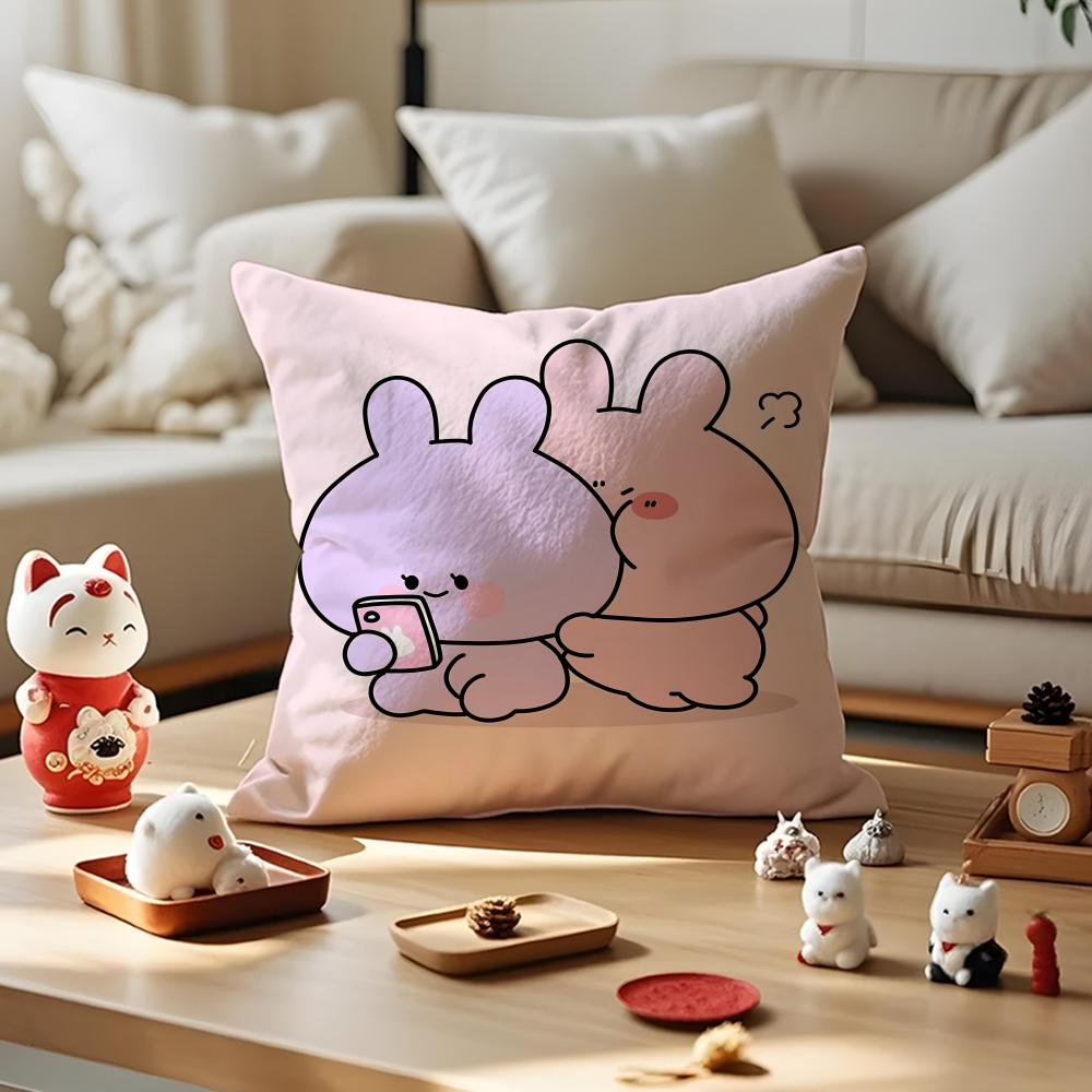 Asamimichaan Asleep Cute Asamimi Cushion Cover Silky Short Plush With Invisible Zipper Dustproof Sofa Pillow Case For Home Decor