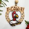 Funny F-Caw-F Chicken Christmas Ornaments Wooden Chicken Ornaments Hilarious Christmas Tree Decoration Gag Gift
