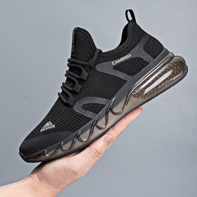 Sneakers Men's new sports and leisure shoes Men's breathable fly-woven shock-absorbing popcorn