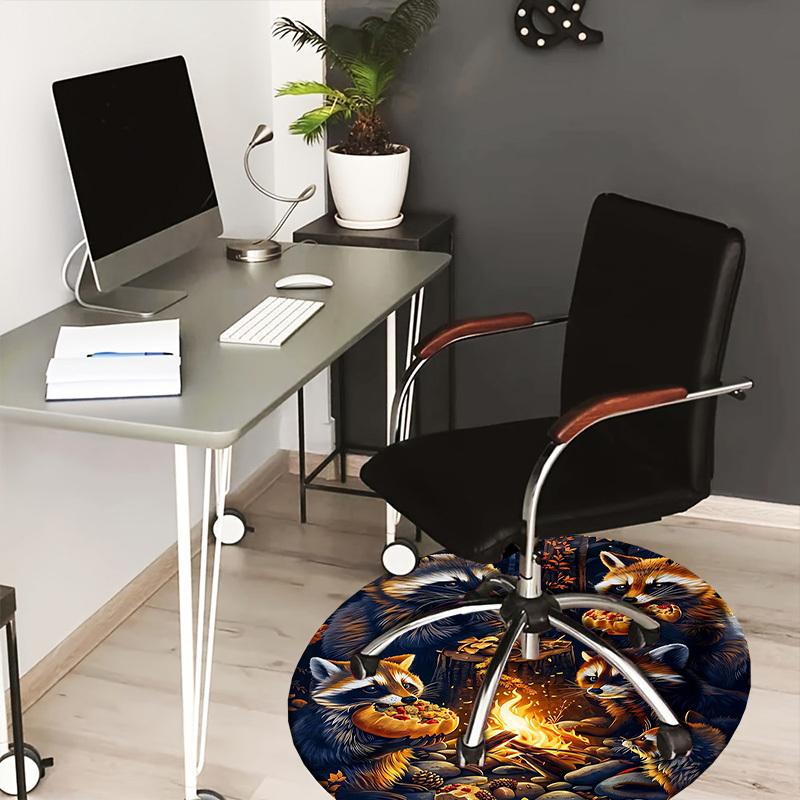 

1PC Raccoons Forest Non-Slip Floor Round carpet, Office, family, bedroom, Large Area Rug Indoor Rugs, Durable PolyesterH0390 80cm by 80cm