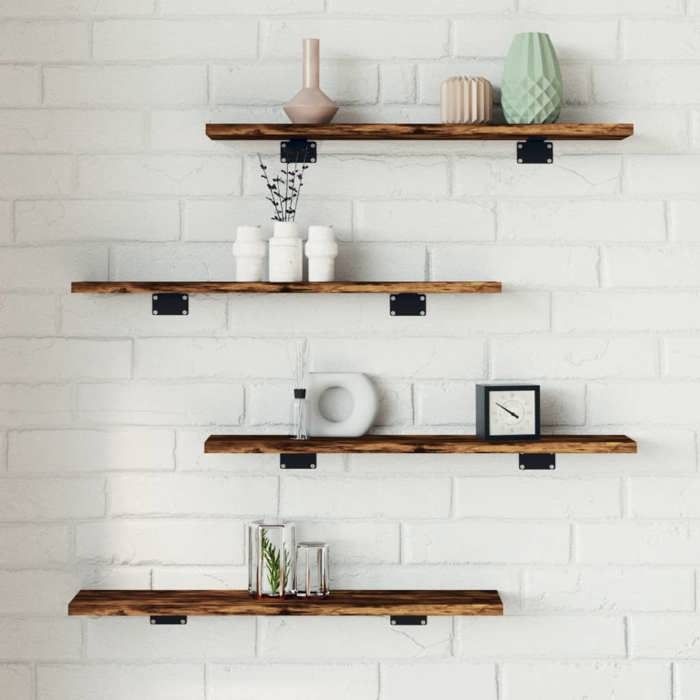VidaXL Étagères Murales 4 pcs, Tablettes Suspendues avec Rangement, Étagères à Livres Flottantes, Décorations de Salon, 838225