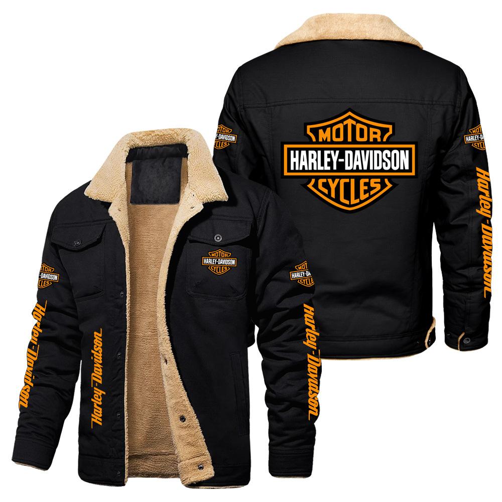 Hot Sale Eagle Skull Ha Lei Locomotive Autumn and Winter Fleece European Size Cotton Jacket Sports Jacket Men's Jacket