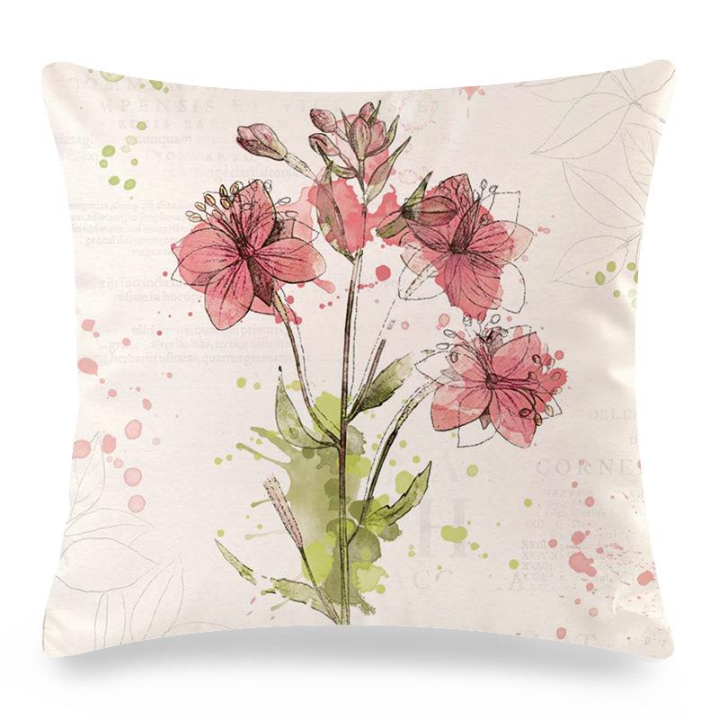 Watercolor roses flowers Digital printing short plush pillow covers for car sofa office cushion cover home goods 60x60cm