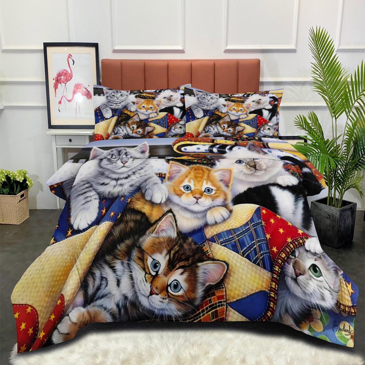 Stacked Cat Animal Cat Stylishnew Arrival Modern Cartoon Quilt 140*200cm