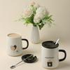 BJ 420ML Ceramic Coffee Mug with Lid and Spoon
