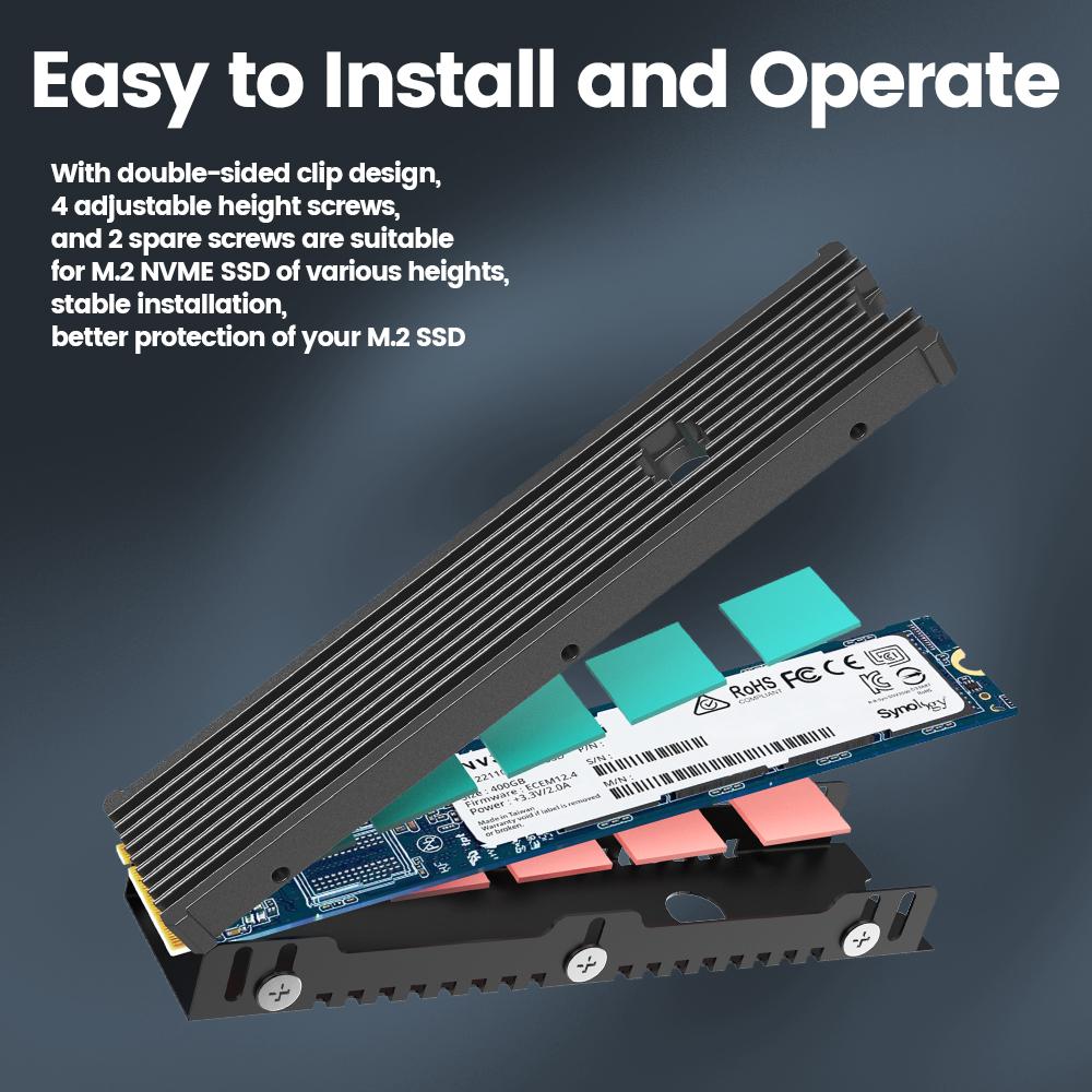 JEYI 22110 SSD Heatsink M.2 NVME Radiator Aluminum Alloy PS5 M.2 PCIE SATA SSD Efficient Radiator with Thermal Silicone pad