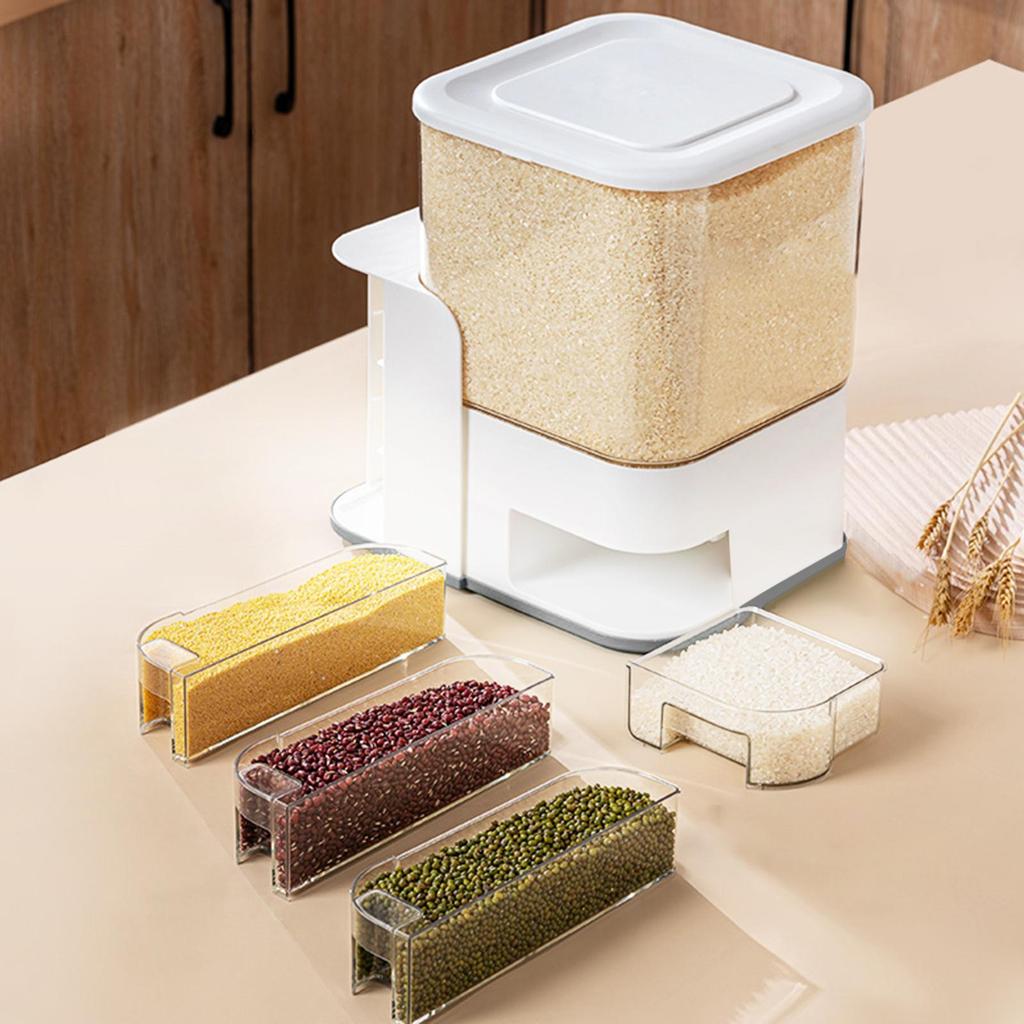 Storage Container Bucket Easy Control Rice Dispenser Dry Food for Home Kitchen