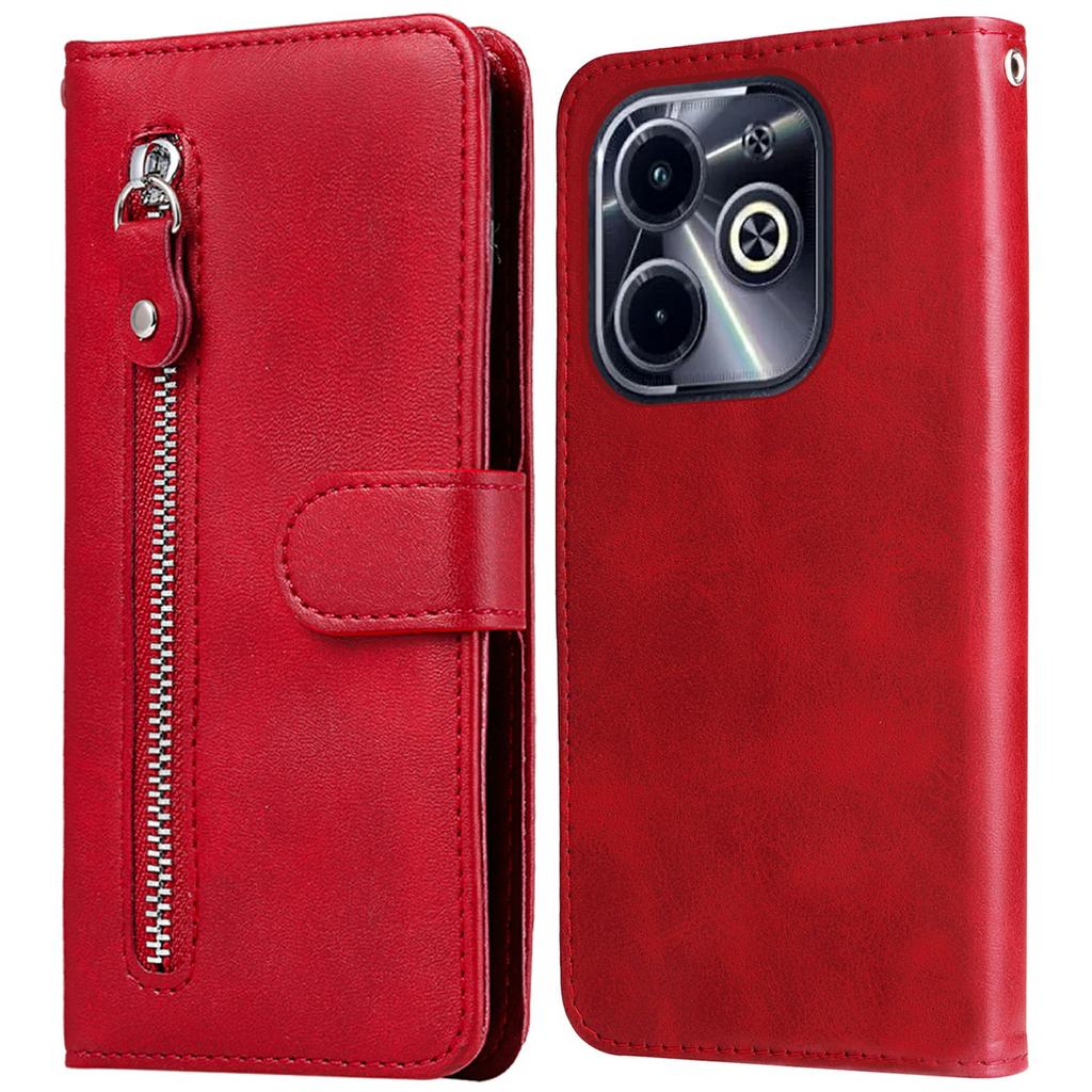 Zipper Wallet Case for Infinix Smart 8 Plus/Smart 8 Pro 4G/Smart 8 4G/Hot 40i/TECNO Spark 20/Spark Go 2024 4G Leather Cover