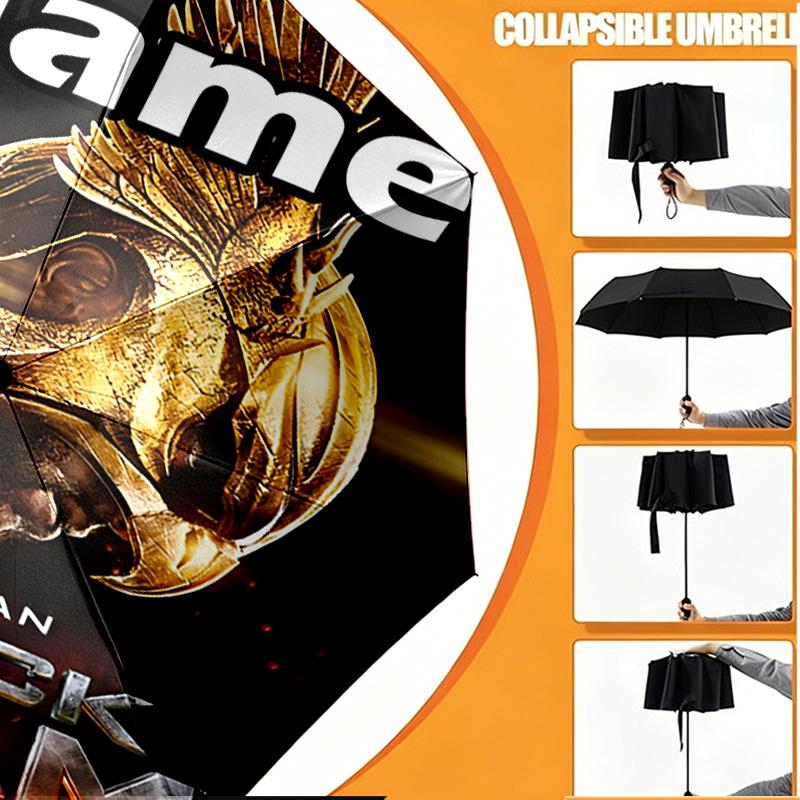 Custom Name Personalized Superhero Movies Print Umbrella, Auto Open Close, 8‑Rib Sturdy Frame, Commute Camping Hiking Use, Birthday Gift