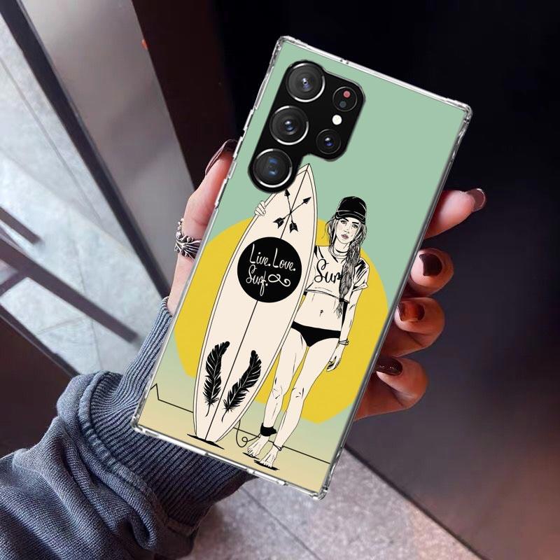 Surf Board Aesthetic Phone Case For Samsung Galaxy S26 S25 Edge S24 S23 Ultra S22 Plus S21 S20 FE Soft TPU Back Cover Funda Gala