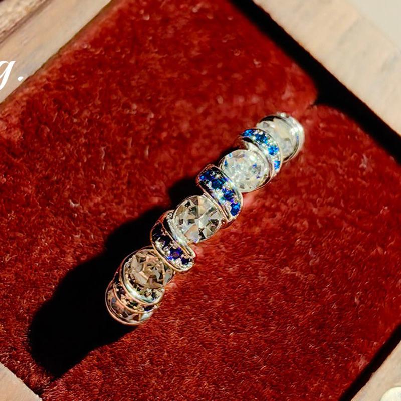 

Luxury Female White Crystal Cubic Zirconia Stone 925 Silver Color Ring Women Charms Wedding Engagement Jewelry