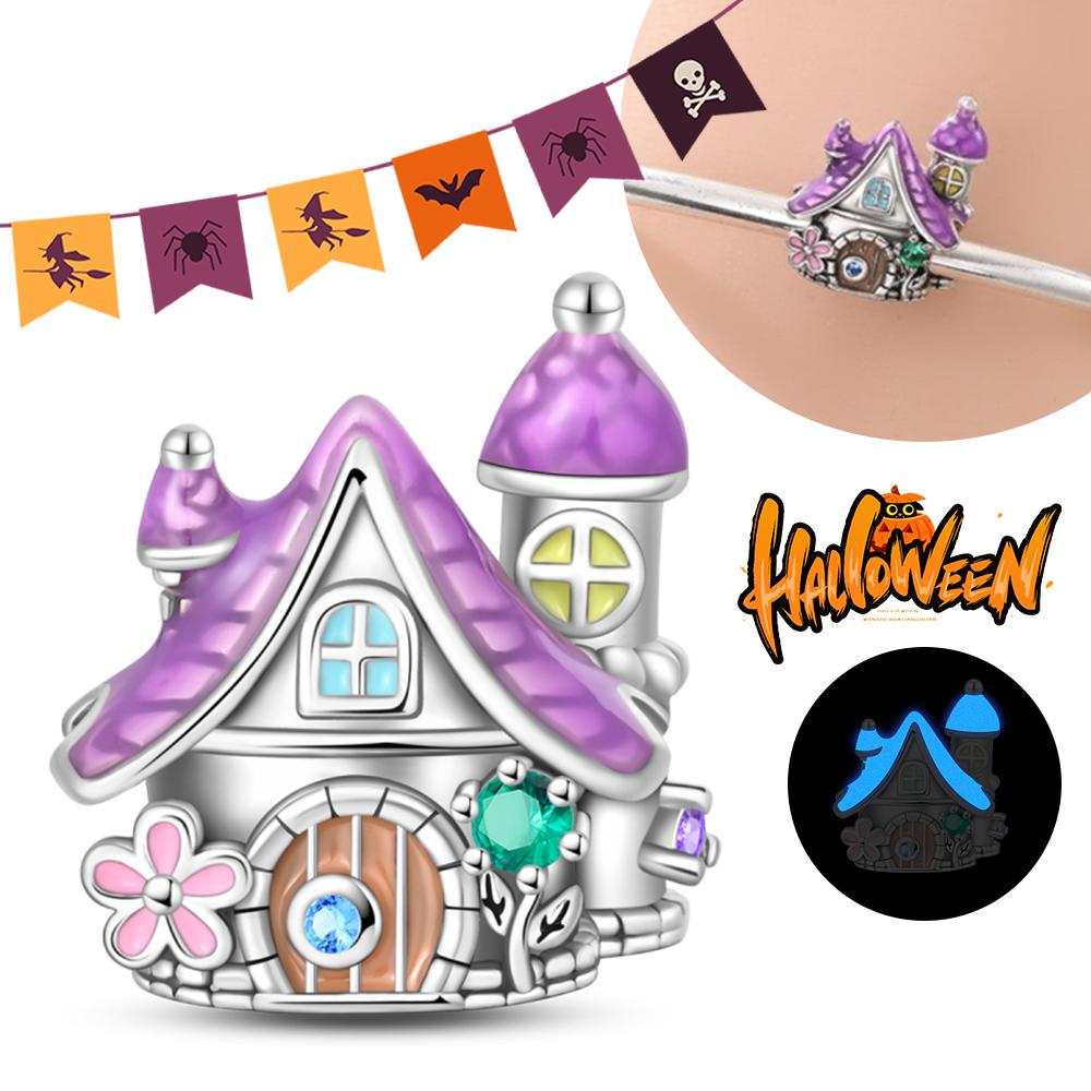 Halloween Party Copper Luminous Skeleton Coffin Pendant Beads Fit Charms Bracelet For Jewelry Making Women Gifts