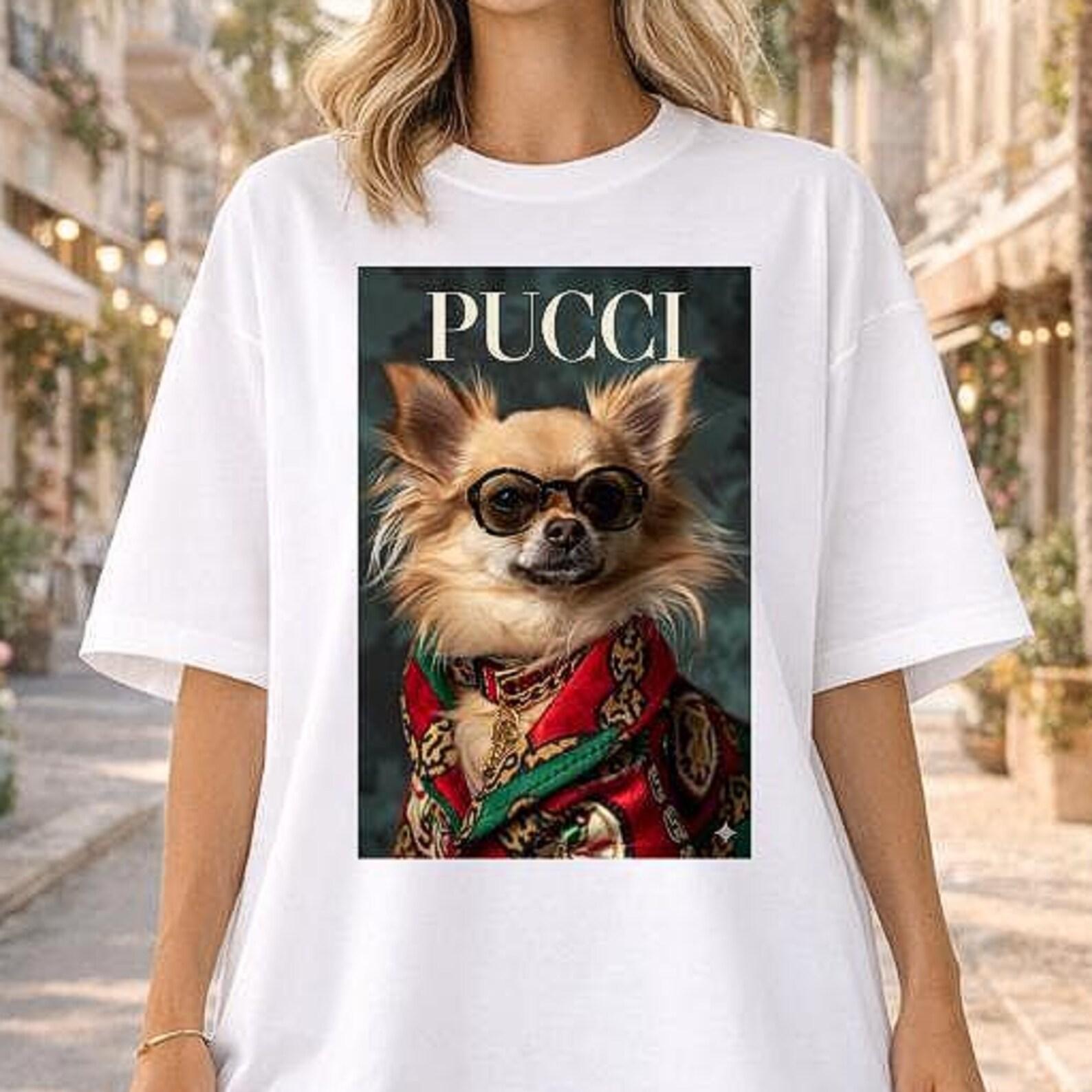 Pucci Dog Funny Shirt, Chihuahua Shirt, Funny Dog Lover Gift, Vogue Parody Dog Tee, Dog Mom Shirt, Cute Dog Tee, Funny Chihuahua Shirt 4XL