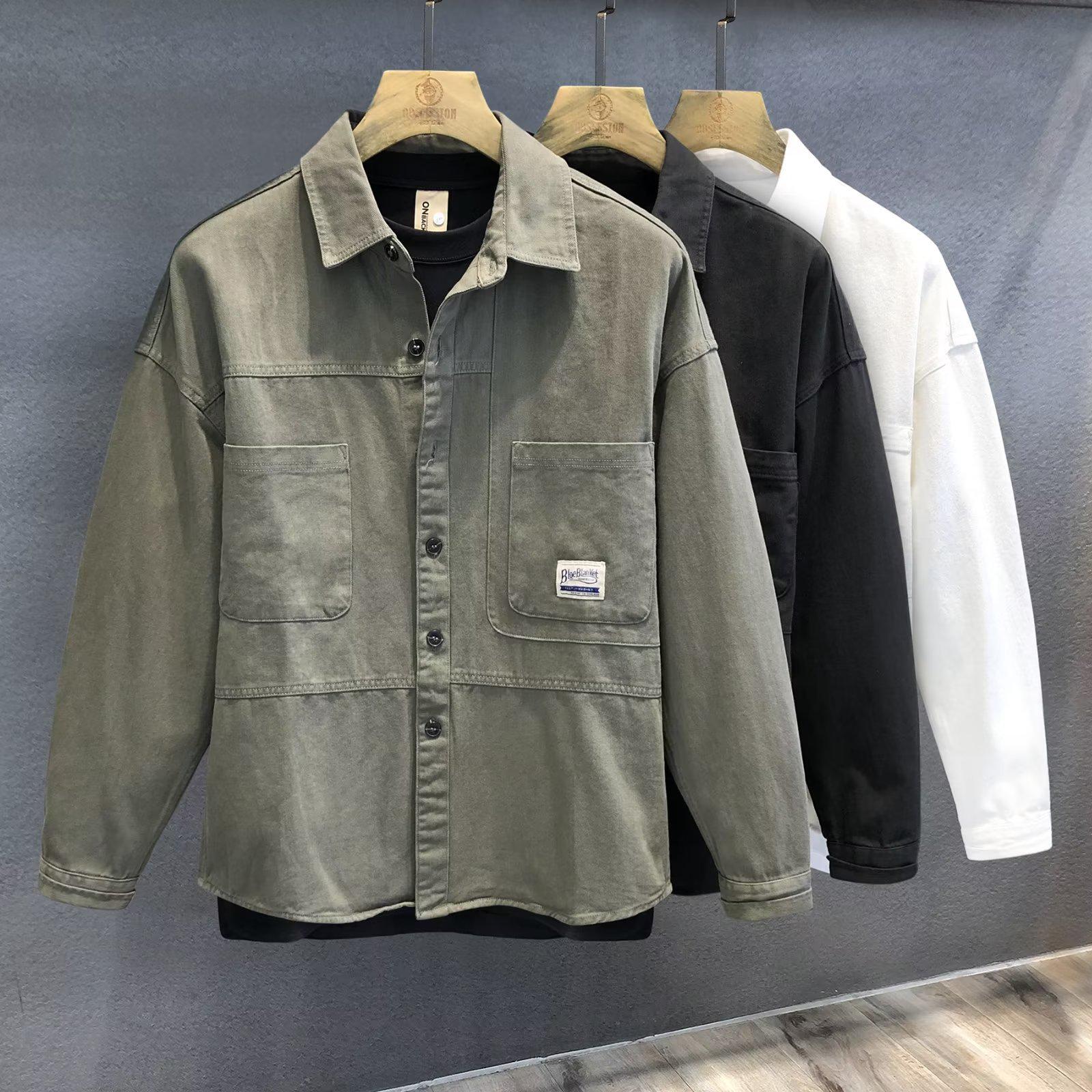 

Men s Korean Style Slim Fit Long-Sleeve Cotton Shirt, Casual Spring Trend, All-Match 2024 Collection M