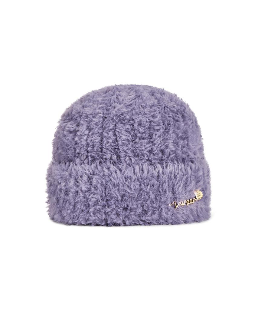 Bajal Safety Pin Fur Beanie Purple Grey