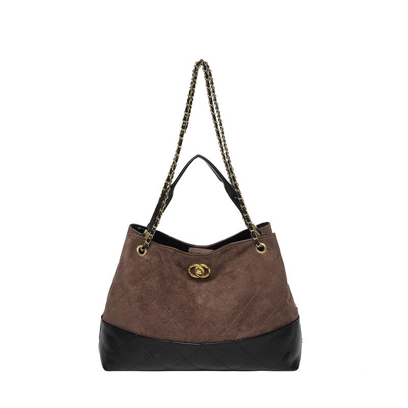 Женская ретро замшевая сумка-тоут на цепочке - Осень 2025 Большая вместительная наплечная сумка