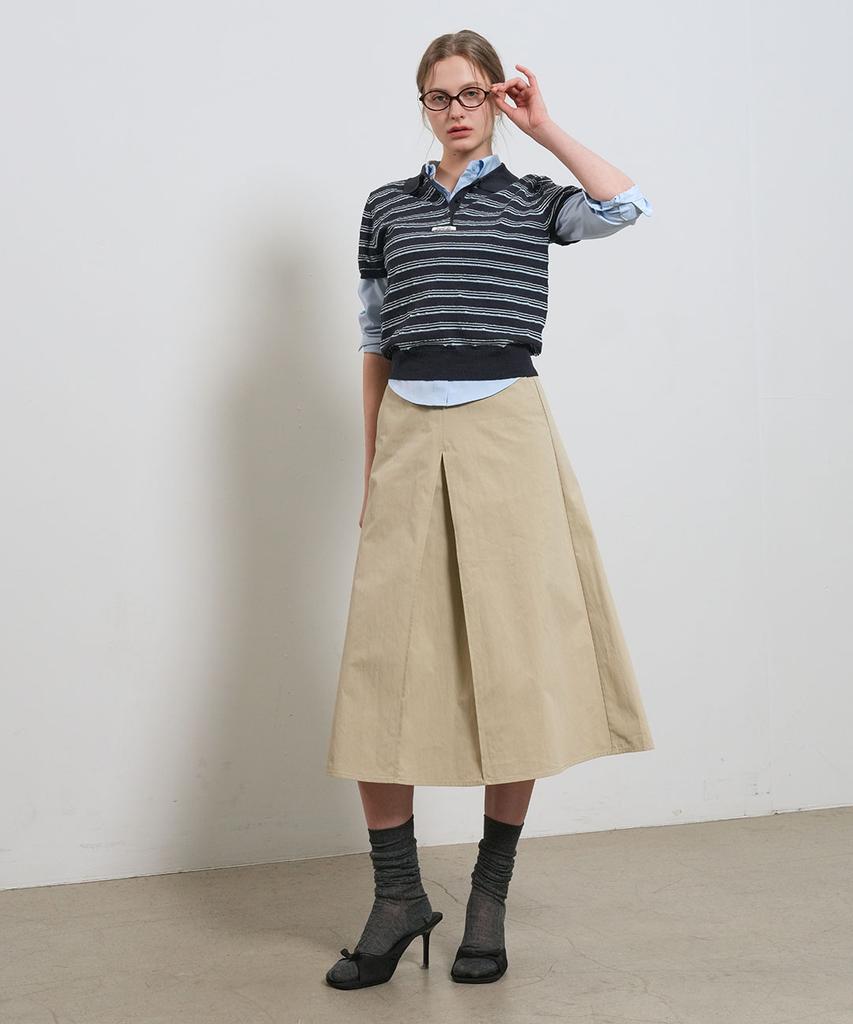 General Idea Split A-Line Midi Skirt [Beige] / Gf1Lsk506