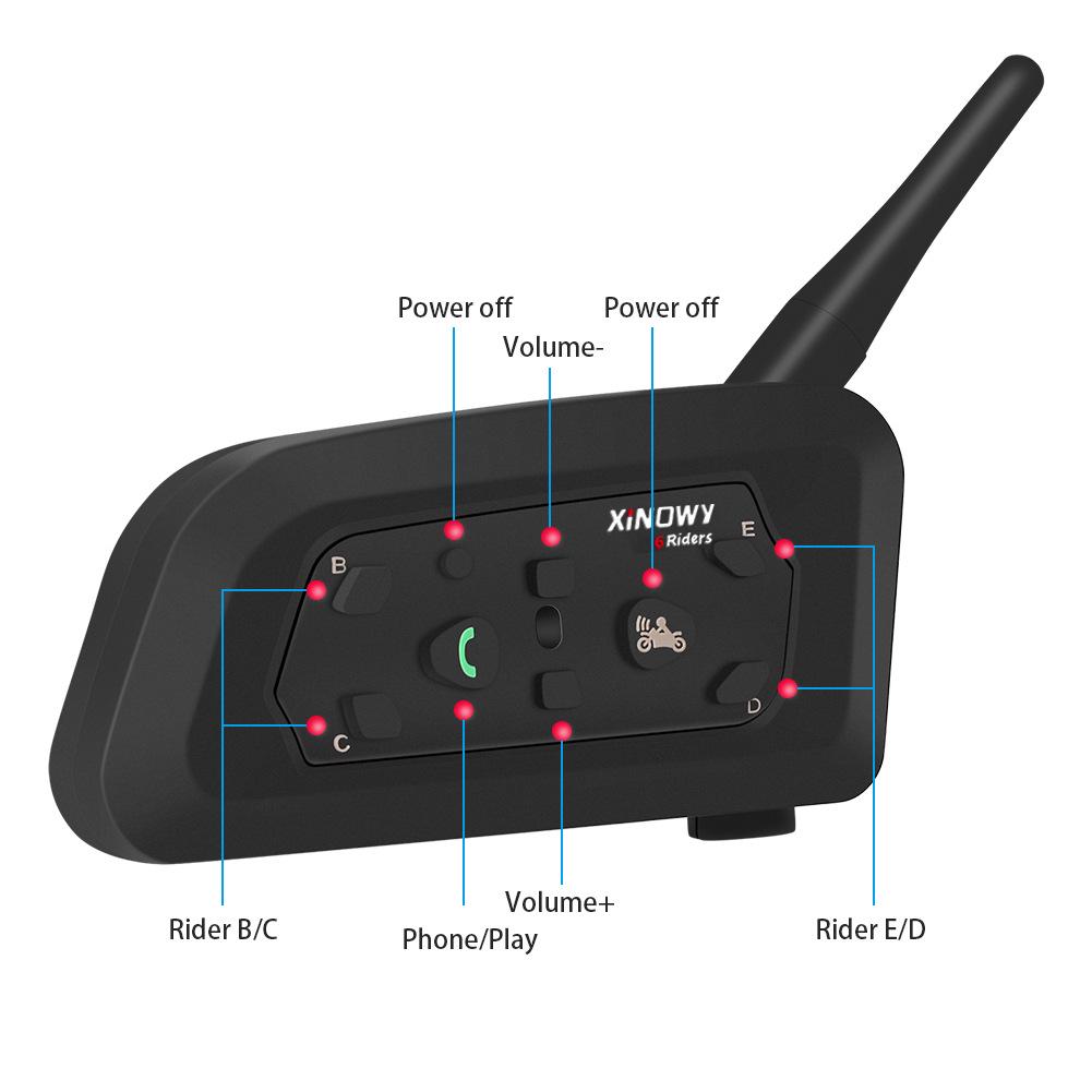 xinowyV6PRO Bluetooth Helmet Headset: Waterproof, Full-Duplex Intercom for 2 Riders