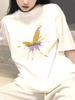 Women's Loose Fit White Cotton Shoulder T-Shirt - Summer 2025 American Style