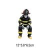 Resin Skeleton Firefighter Shelf Sitter Halloween Skull Fireman Figurine In Sitting Pose Creative Desk Bookshelf Decor Ornament