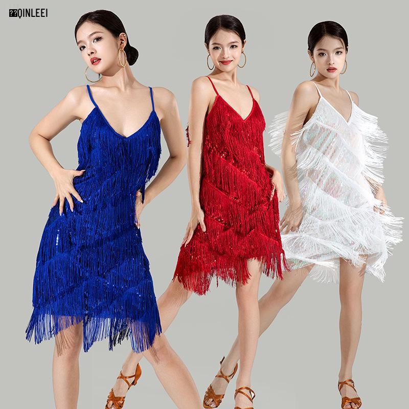 High-End Women's Latin Dance Tassel Dress - Sexy Adult Performance and Competition Costume