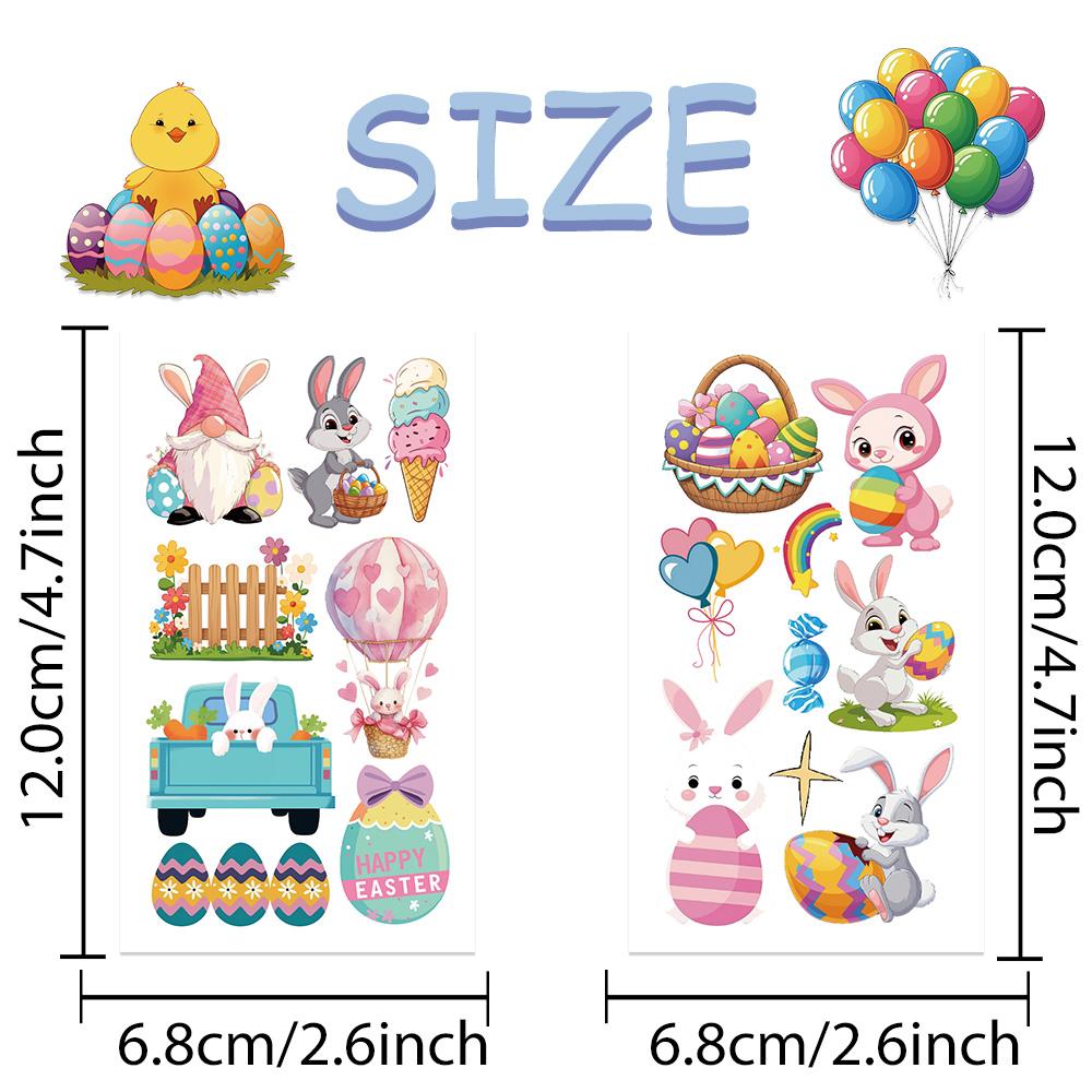 10sheets Easter Day Tattoo Stickers For Hand Arm Body Fake Decorative Waterproof Tattoo Stickers Kids Creative Festival Gifts
