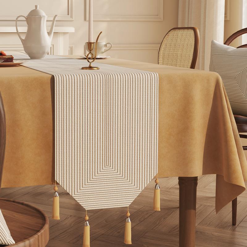 Cotton And Linen Tea Table Mat Tassel Lace Cover Chinese Traditional Table Runner Home Decor TV Cabinet Table Runners