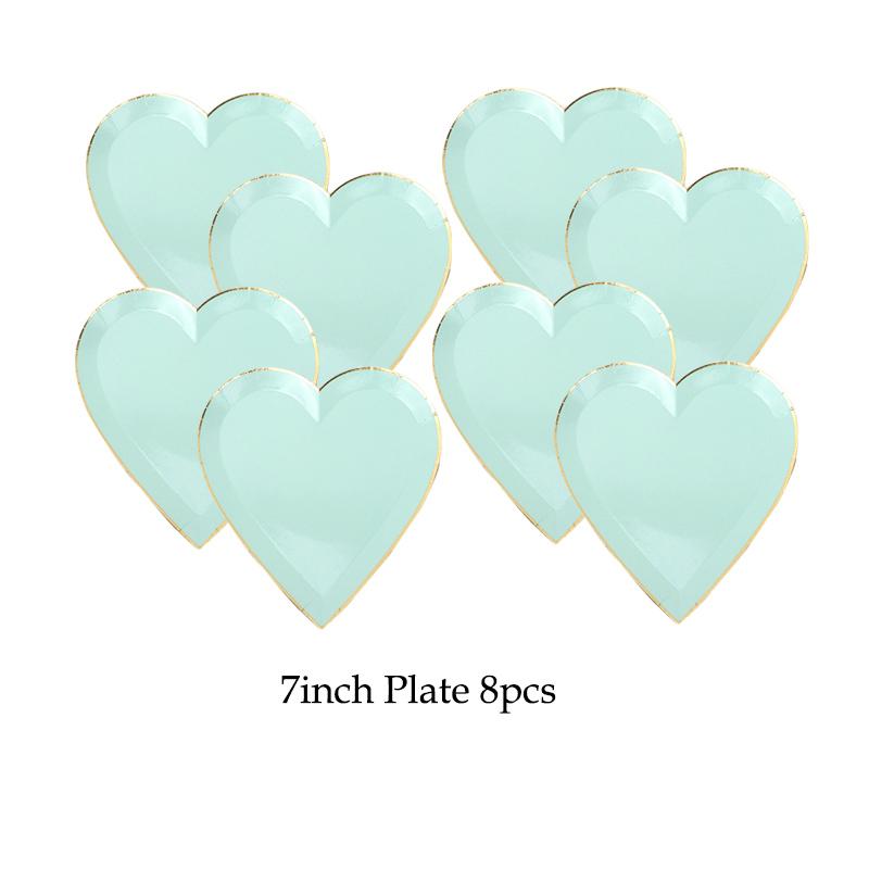 Mint Green Gold Disposable Tableware Party Napkins Paper Plates Straw Cup Kids Birthday Party Supplies Favor Wedding Decoration