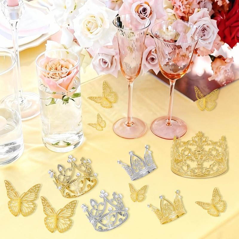 Princess Crown Butterflies Stickers Valentine's Day Gift Decoration Flower Ornament Decor Party Birthday Supplies Accessories