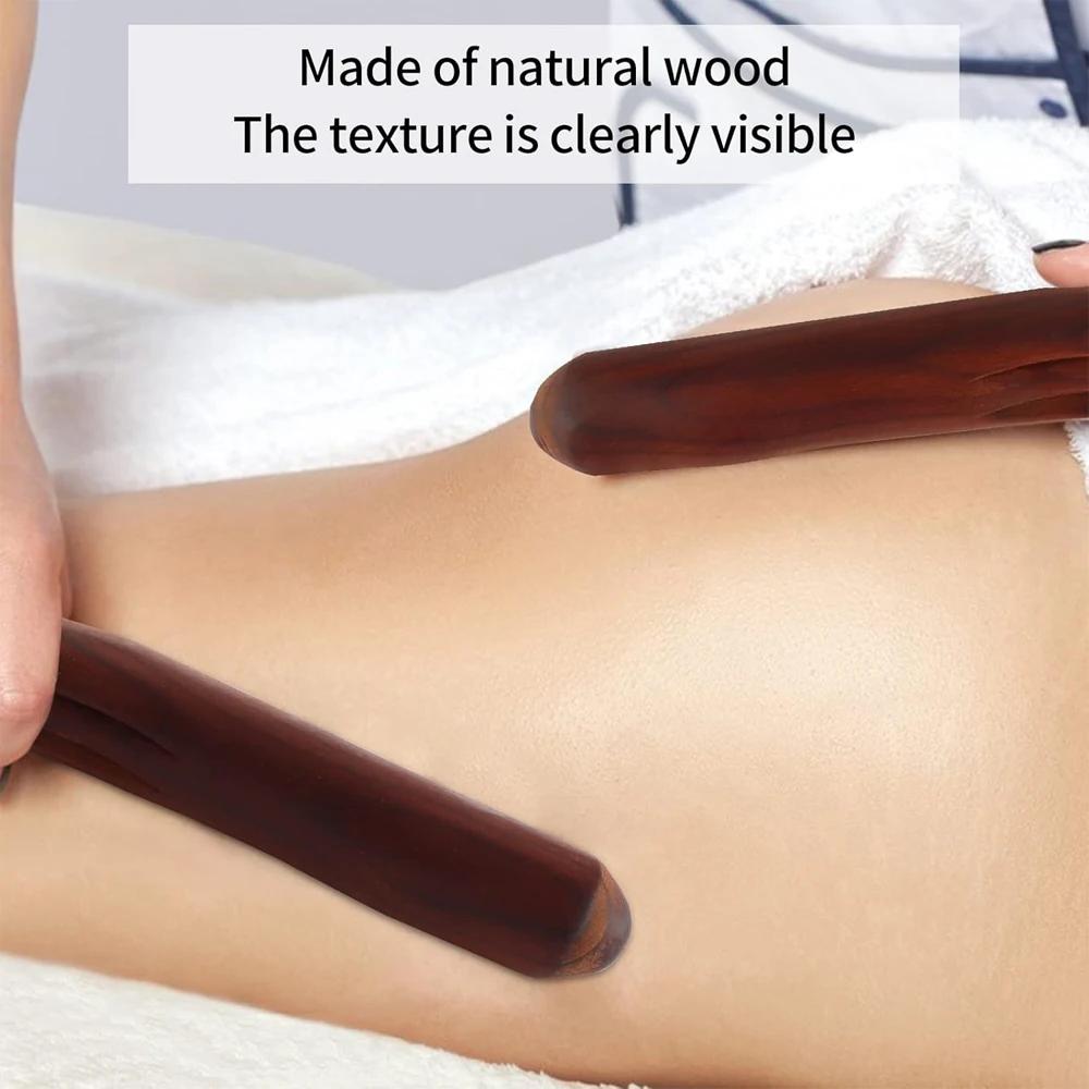 1pc Guasha Wood Massage Stick Tools, 5 Beads Back Massage Roller Stick, Lymphatic Drainage Massager for Body Shaping
