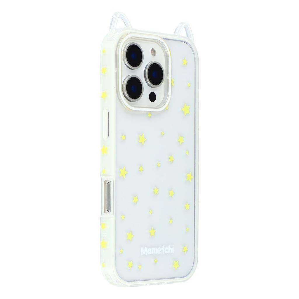 For iPhone 16 Pro Max Case Star Pattern Cat Ear Design TPU+Acrylic Clear Phone Back Cover