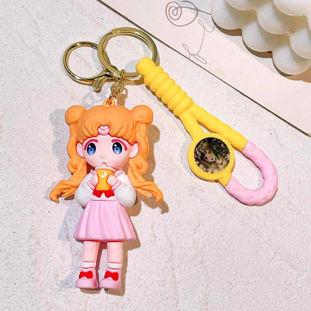 Anime Sailor Moon Figure Keychain Cartoon Cute Moon Cat Keyring Mars Jupiter Mercury Backpack Car Key Chain Christmas Gift