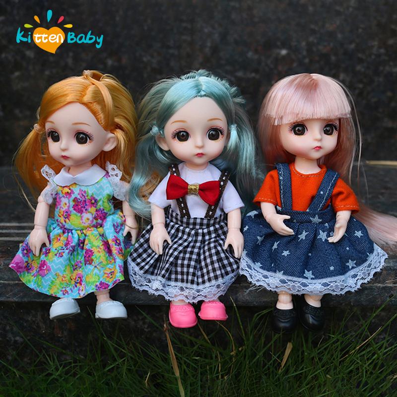 BJD 16CM Doll 13 Movable Joints Casual Fashion Princess Clothes Suit Accessories Nude Decoration Multicolor Hair Girl Gift Toy