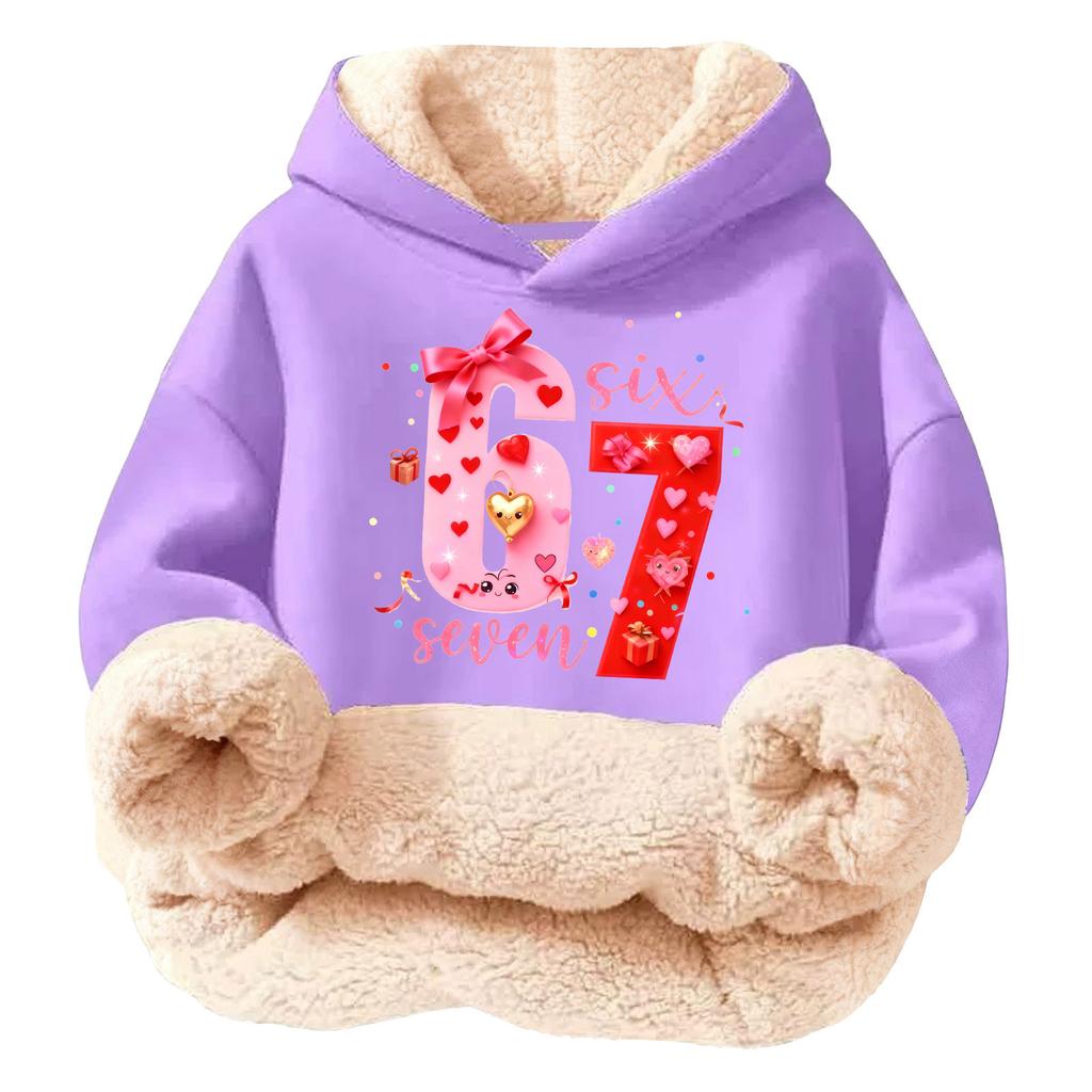 Children's Fashionable Printing Casual Fleece Hooded Loose Fit Hoodie Without Pockets