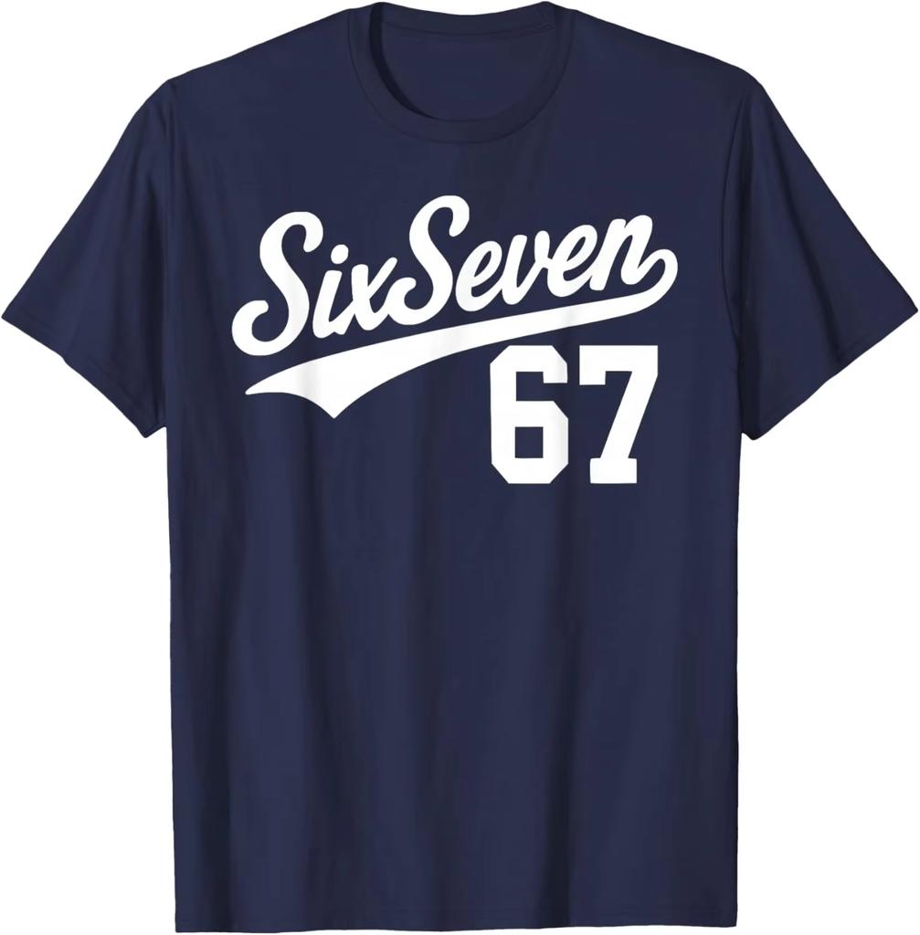 Spring and Summer New Mens and Womens Six Seven 67 Letter Printed Cotton Fashionable Casual Short Sleeved Round Neck Tshirt