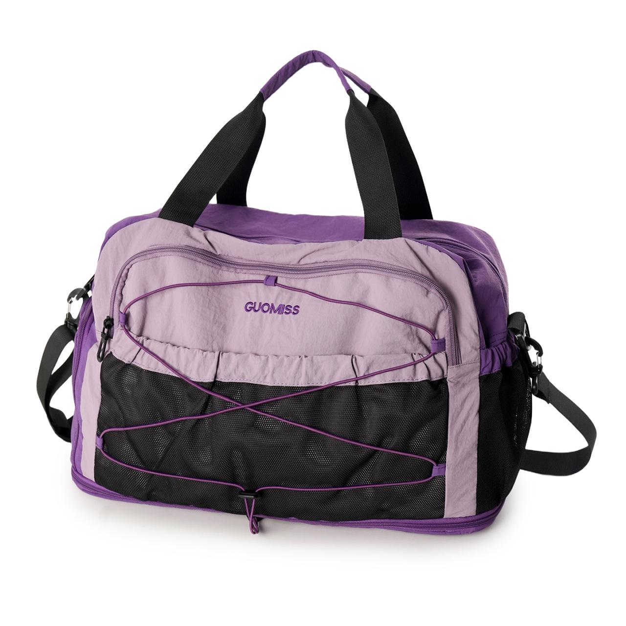 

Outdoor Travel Duffel Bag with Mesh Panel Multiple Zip Pockets Large Capacity Sport Weekend Bag фиолетовый