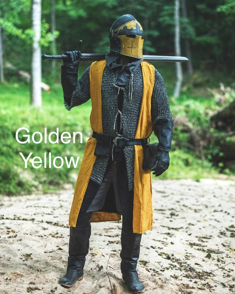 Linen Medieval Open-Front Hooded Robe Cloak