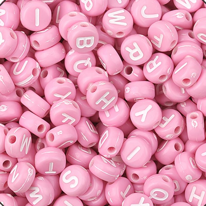 100Pcs Acrylic Flat Letter Beads Alphabet Round Smile Spacer Loose Bead For Diy Jewelry Bracelet Charm Supplies